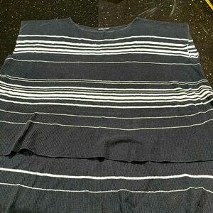 Eileen fisher body sleeveless sweater navy blue with white stripes